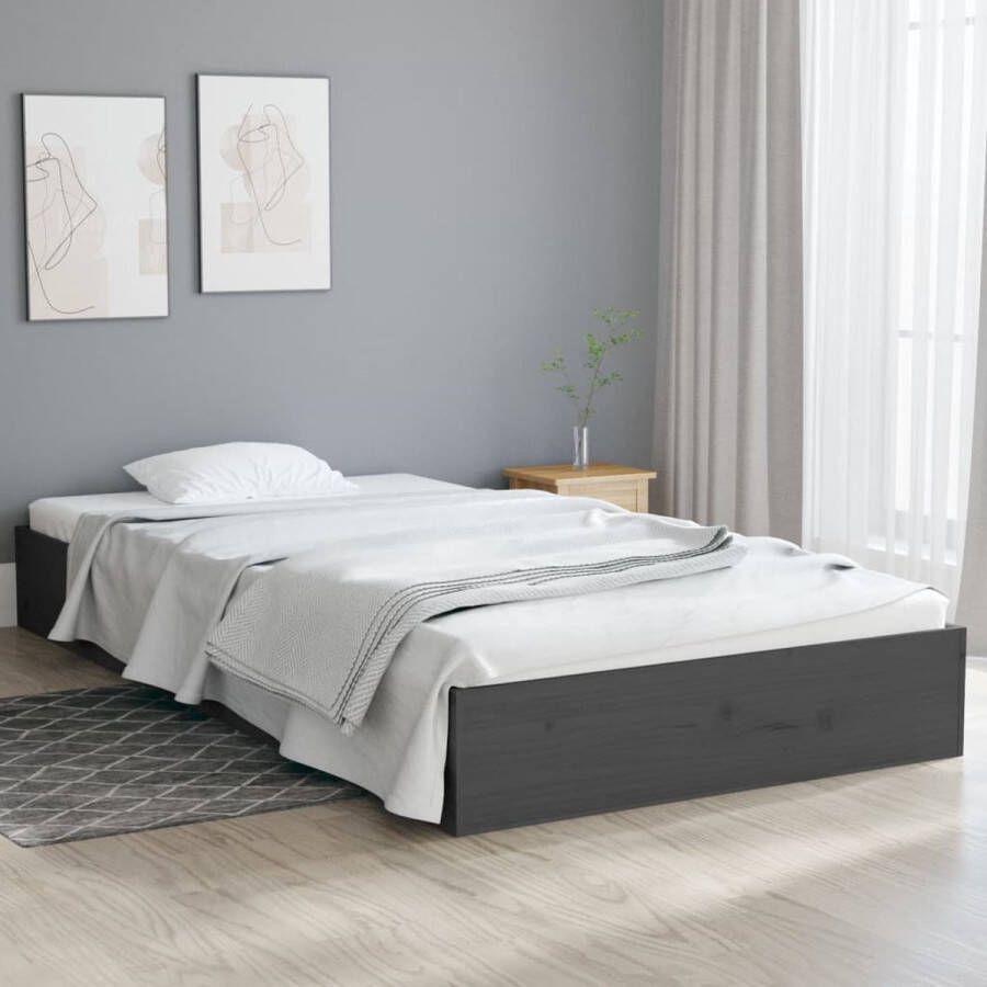 VidaXL Bedframe massief hout grijs 100x200 cm