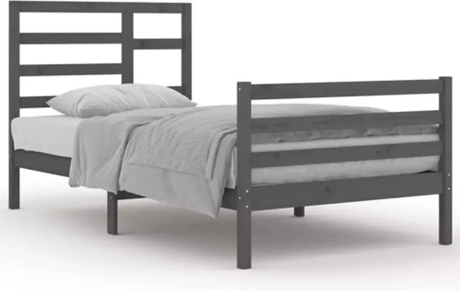 VidaXL -Bedframe-massief-hout-grijs-100x200-cm - Foto 2