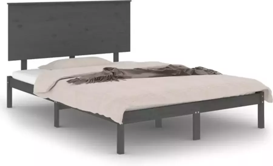 VidaXL -Bedframe-massief-hout-grijs-120x190-cm-4FT-Small-Double - Foto 3