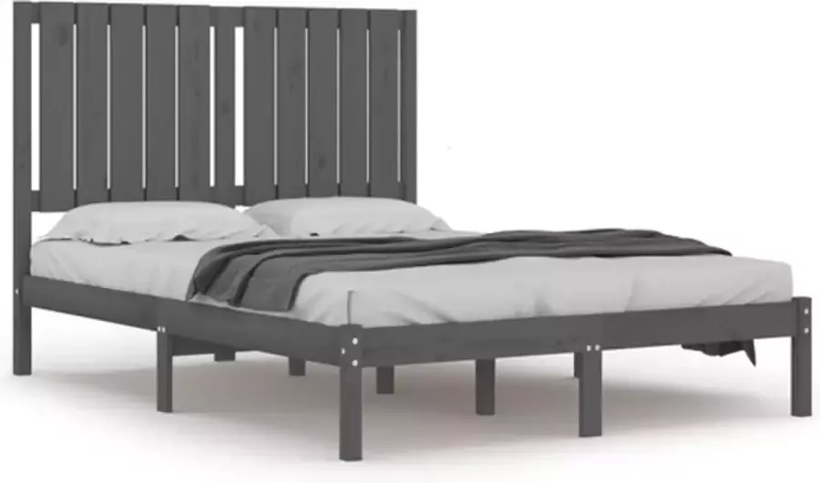 VidaXL -Bedframe-massief-hout-grijs-120x190-cm-4FT-Small-Double - Foto 2
