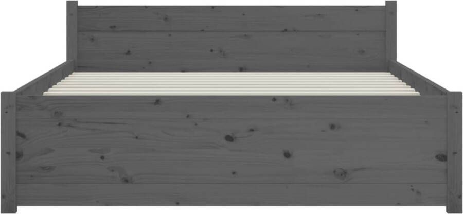 VIDAXL Bedframe massief hout grijs 120x190 cm 4FT Small Double - Foto 2