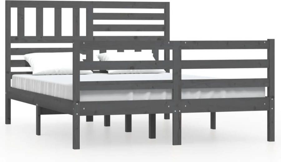 VidaXL -Bedframe-massief-hout-grijs-135x190-cm-4FT6-Double