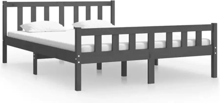 VidaXL -Bedframe-massief-hout-grijs-135x190-cm-4FT6-Double - Foto 2