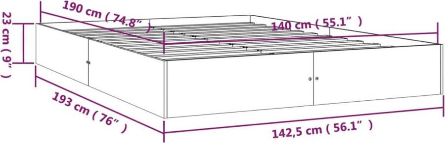 VidaXL -Bedframe-massief-hout-grijs-140x190-cm - Foto 2