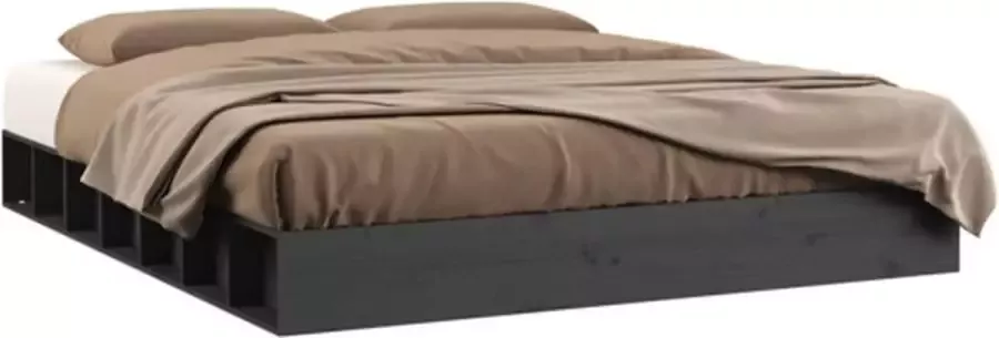 VidaXL Bedframe massief hout grijs 140x200 cm - Foto 3