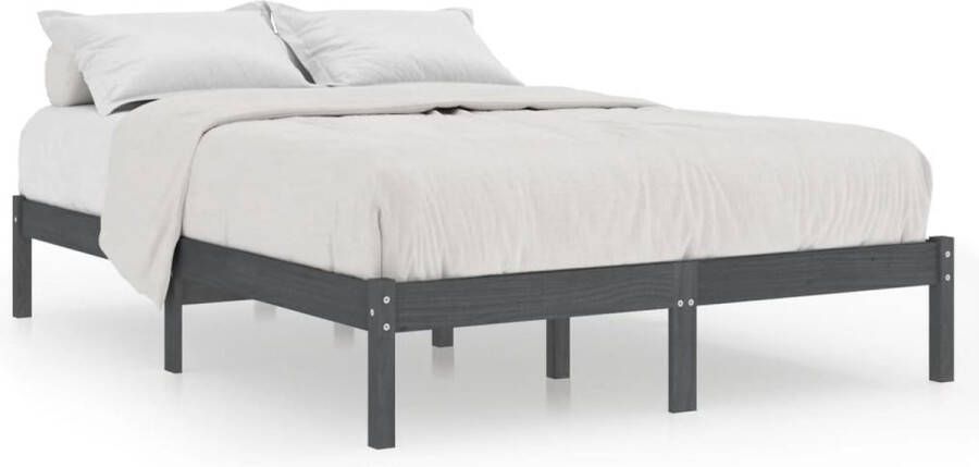 VidaXL -Bedframe-massief-hout-grijs-150x200-cm-5FT-King-Size