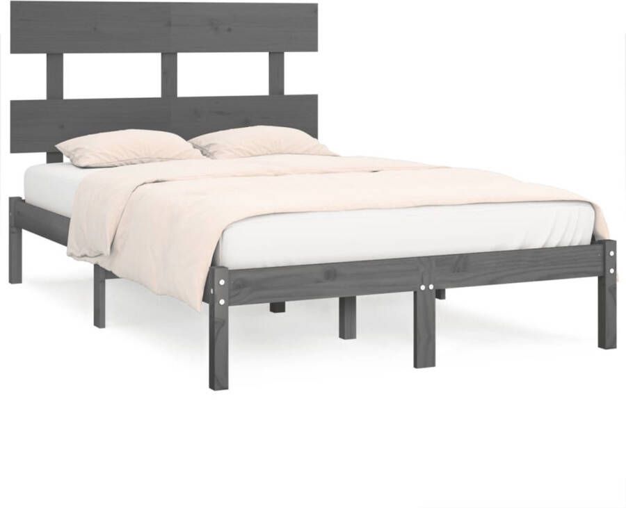 VidaXL -Bedframe-massief-hout-grijs-150x200-cm-5FT-King-Size - Foto 2
