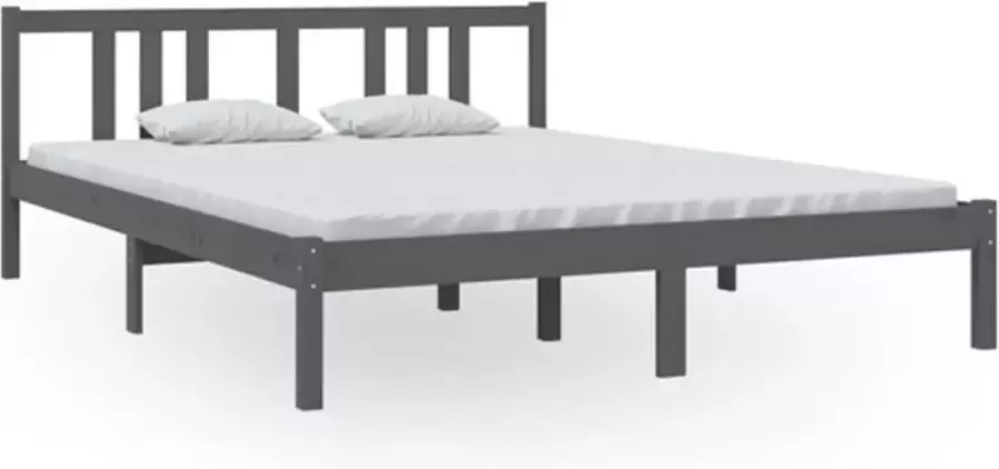 VidaXL -Bedframe-massief-hout-grijs-150x200-cm-5FT-King-Size