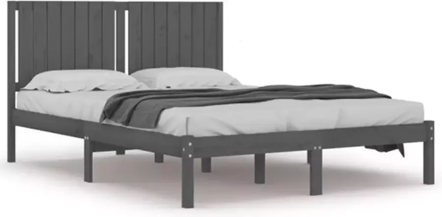 VidaXL -Bedframe-massief-hout-grijs-150x200-cm-5FT-King-Size