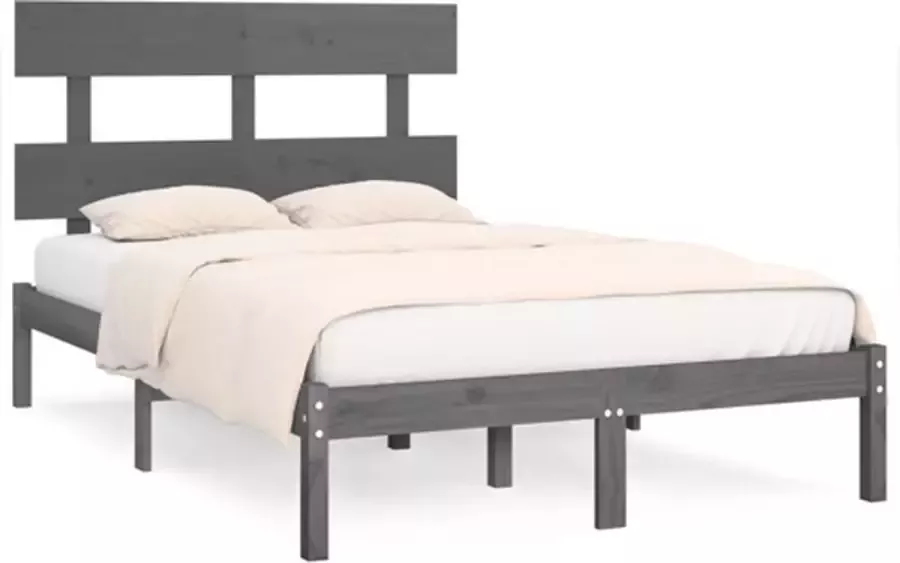 VidaXL -Bedframe-massief-hout-grijs-150x200-cm-5FT-King-Size