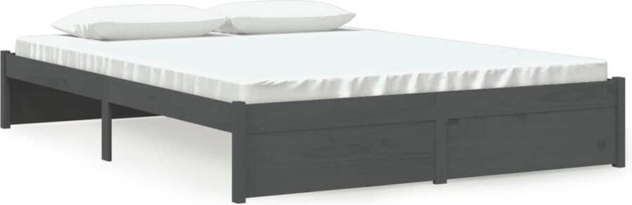 VidaXL -Bedframe-massief-hout-grijs-150x200-cm-5FT-King-Size