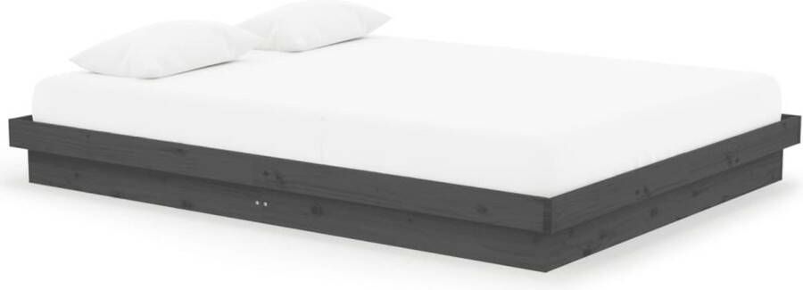 VidaXL -Bedframe-massief-hout-grijs-150x200-cm-King-Size