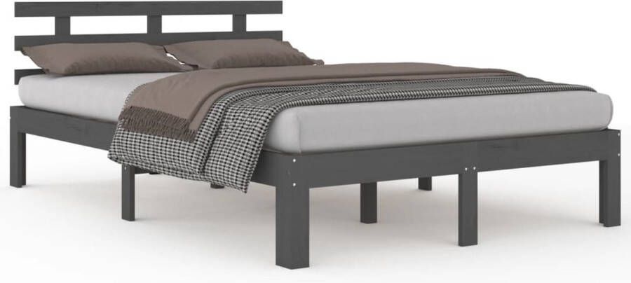 VidaXL -Bedframe-massief-hout-grijs-150x200-cm-5FT-King-Size