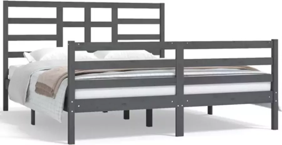 VidaXL -Bedframe-massief-hout-grijs-160x200-cm - Foto 3