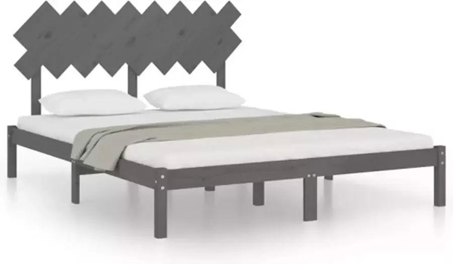 VidaXL -Bedframe-massief-hout-grijs-160x200-cm - Foto 2