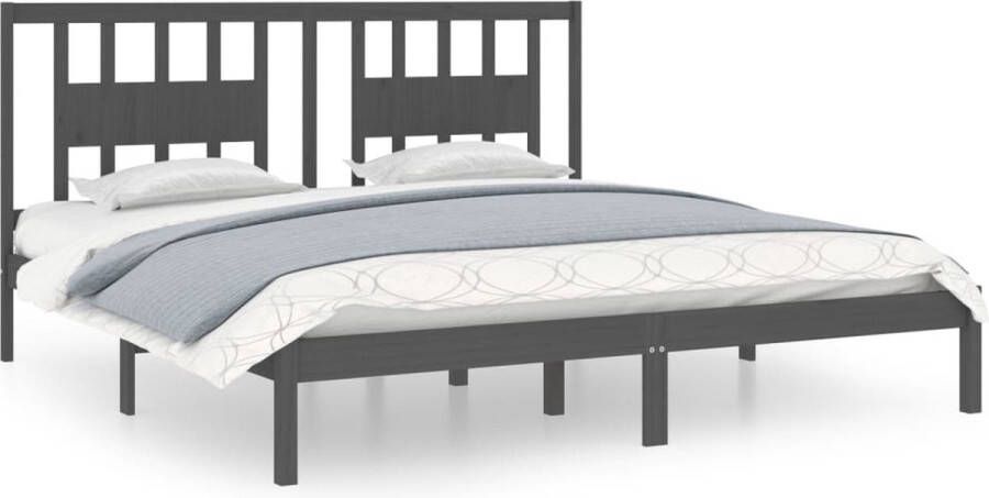 VidaXL -Bedframe-massief-hout-grijs-180x200-cm-6FT-Super-King