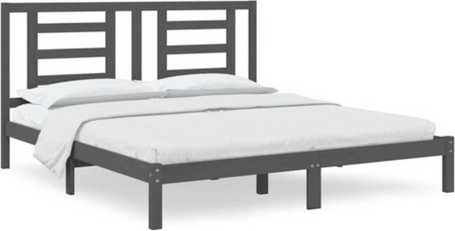VidaXL -Bedframe-massief-hout-grijs-180x200-cm-6FT-Super-King