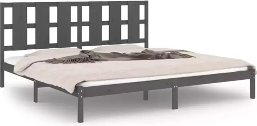 VidaXL -Bedframe-massief-hout-grijs-180x200-cm-6FT-Super-King