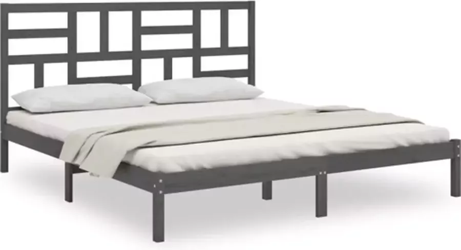 VidaXL -Bedframe-massief-hout-grijs-180x200-cm-6FT-Super-King