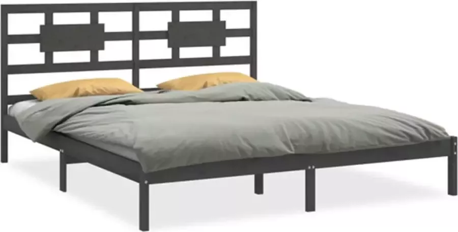 VidaXL -Bedframe-massief-hout-grijs-180x200-cm-6FT-Super-King