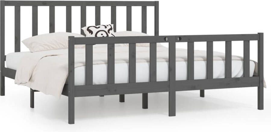 VidaXL -Bedframe-massief-hout-grijs-180x200-cm-6FT-Super-King - Foto 3