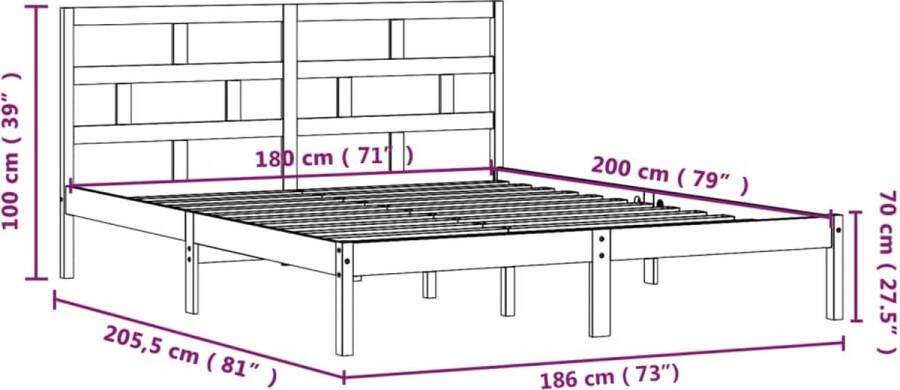VidaXL -Bedframe-massief-hout-grijs-180x200-cm-6FT-Super-King