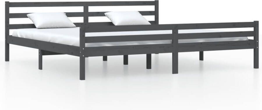 VidaXL -Bedframe-massief-hout-grijs-180x200-cm-6FT-Super-King - Foto 1