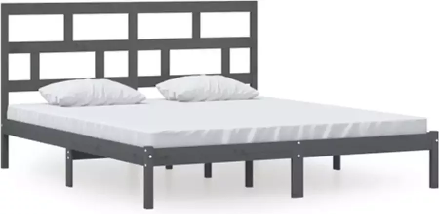 VidaXL -Bedframe-massief-hout-grijs-180x200-cm-6FT-Super-King - Foto 5