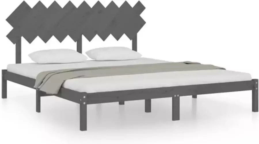 VidaXL -Bedframe-massief-hout-grijs-180x200-cm-6FT-Super-King