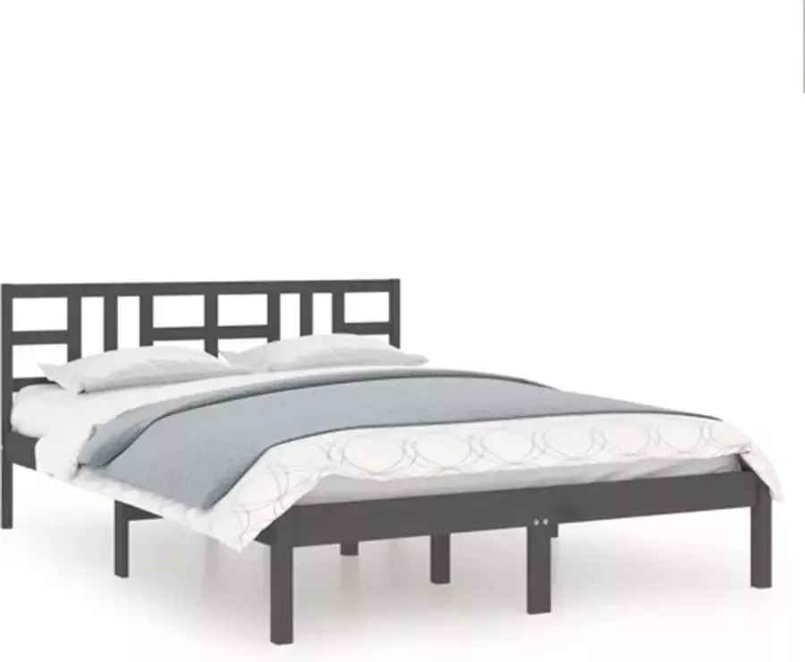 VidaXL -Bedframe-massief-hout-grijs-180x200-cm-6FT-Super-King - Foto 3