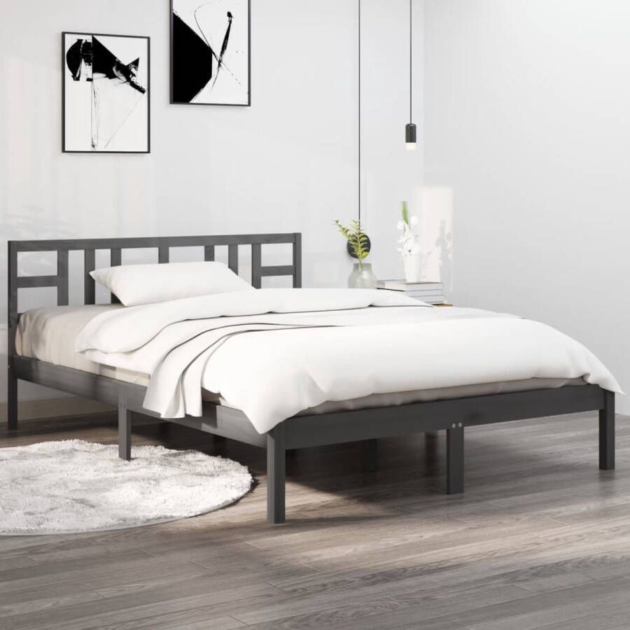 VidaXL -Bedframe-massief-hout-grijs-180x200-cm-6FT-Super-King - Foto 1