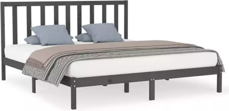 VidaXL -Bedframe-massief-hout-grijs-180x200-cm-6FT-Super-King