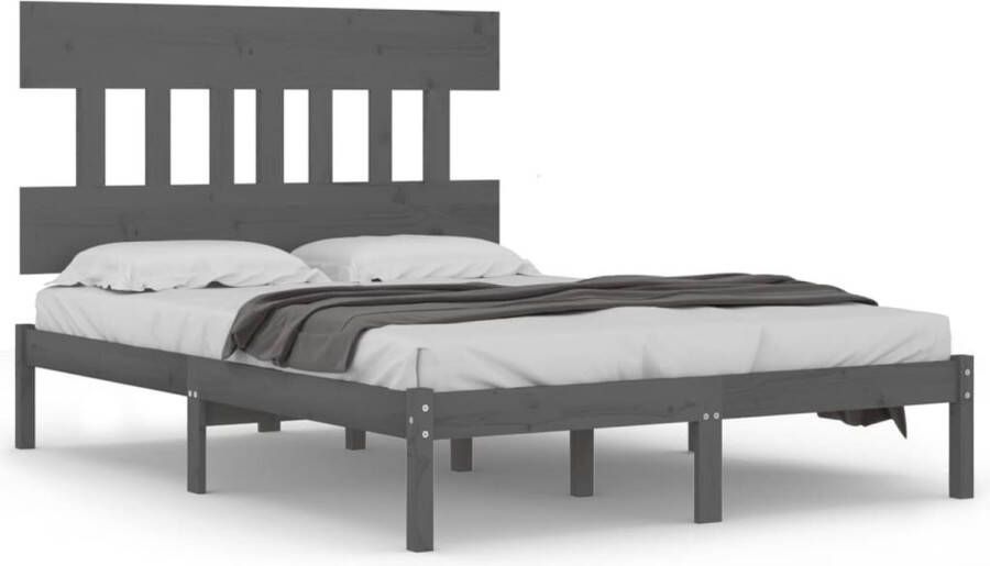 VidaXL -Bedframe-massief-hout-grijs-180x200-cm-6FT-Super-King