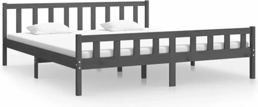VidaXL -Bedframe-massief-hout-grijs-200x200-cm - Foto 12