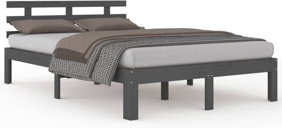 VidaXL -Bedframe-massief-hout-grijs-200x200-cm - Foto 7