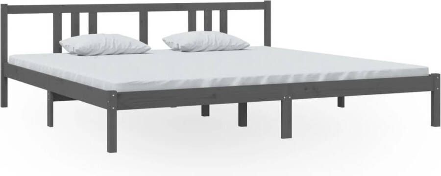 VidaXL Bedframe Massief Hout Grijs 200x200 cm Houten Bedframe Massief Grenenhout Bedframe 200x200 Modern Bedframe Grijs Bedframe King Size Bedframe - Foto 2