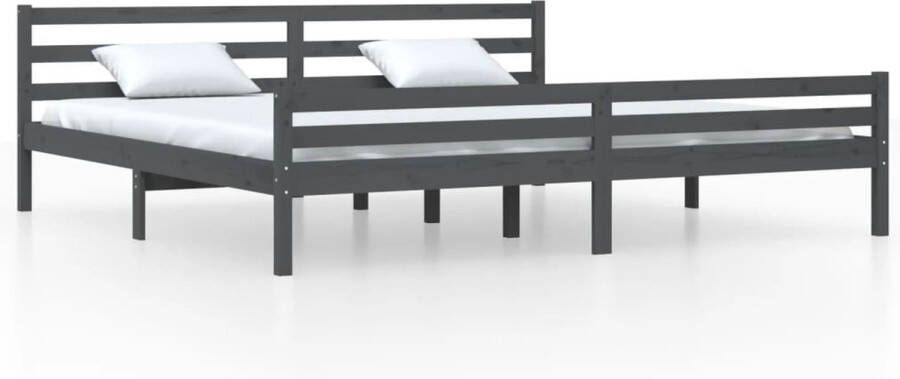 VidaXL Massief Houten Bedframe Grijs 200x200 cm Houten Bedframe Massief Grenenhout Bed Modern Bedframe Grijs King Size Bedframe Tweepersoons Bedframe - Foto 2