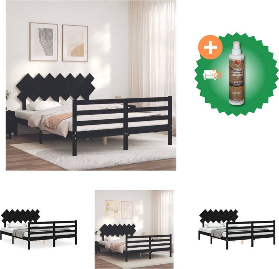 VidaXL Bedframe massief hout grijs 75x190 cm 2FT6 Small Single Bedframe Bedframes Eenpersoonsbed Bed