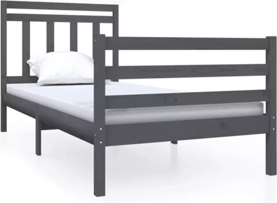 vidaXL Bedframe massief hout grijs 90x190 cm 3FT Single