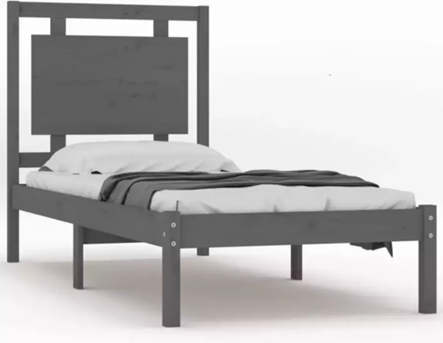 VidaXL -Bedframe-massief-hout-grijs-90x190-cm-3FT-Single - Foto 2