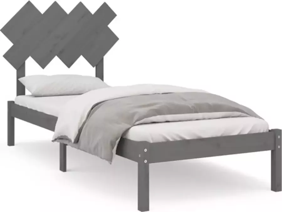 VidaXL -Bedframe-massief-hout-grijs-90x190-cm-3FT-Single - Foto 2