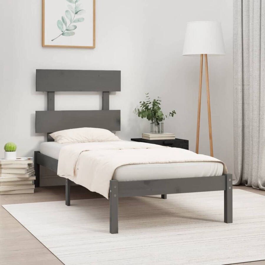 VidaXL -Bedframe-massief-hout-grijs-90x190-cm-3FT6-Single