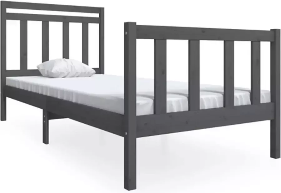 VidaXL -Bedframe-massief-hout-grijs-90x200-cm - Foto 4