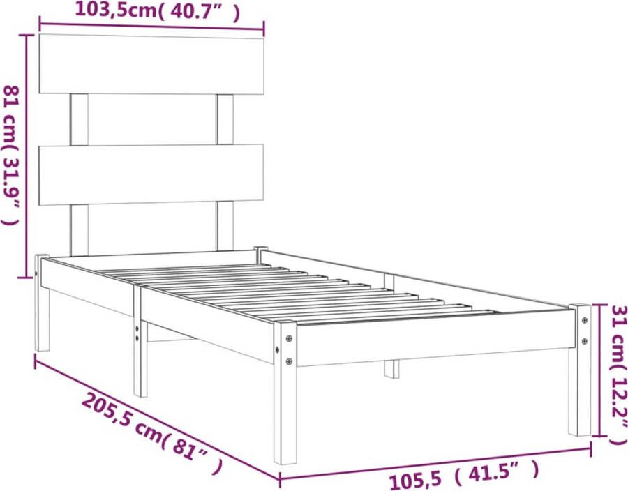 VidaXL -Bedframe-massief-hout-honingbruin-100x200-cm - Foto 3