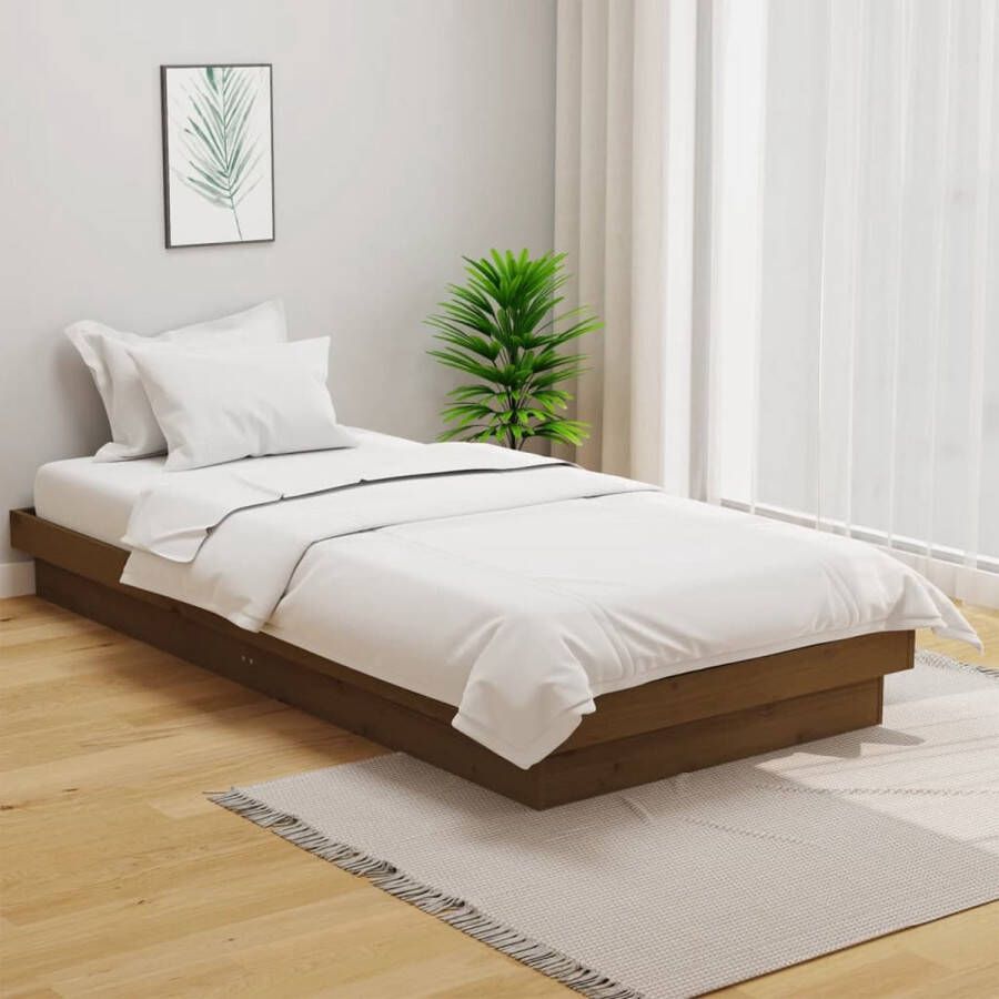 VidaXL Bedframe Massief Hout 100x200 cm Honingbruin Houten Bed Frame Massief Grenenhout Bed Honigbruin Bed Tweepersoons Bed King Size Bed Boxspring Bed Stapelbare Bedden - Foto 2