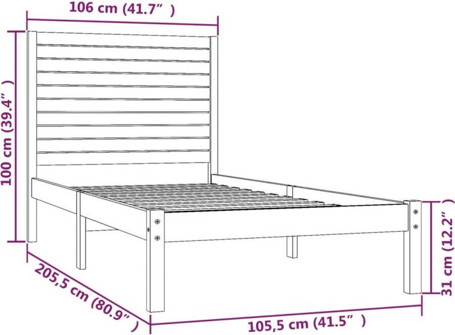 VidaXL -Bedframe-massief-hout-honingbruin-100x200-cm