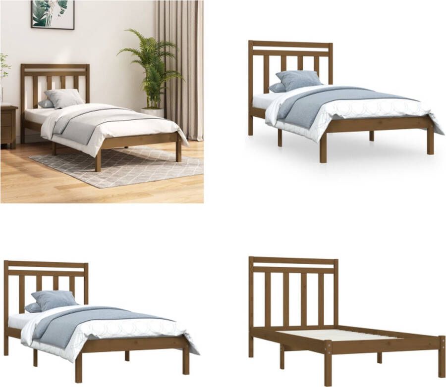 VidaXL Bedframe massief hout honingbruin 100x200 cm Bedframe Bedframes Eenpersoonsbed Bed