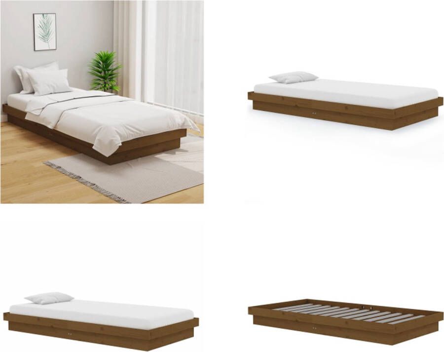 VidaXL Bedframe massief hout honingbruin 100x200 cm Bedframe Bedframes Eenpersoonsbed Bed