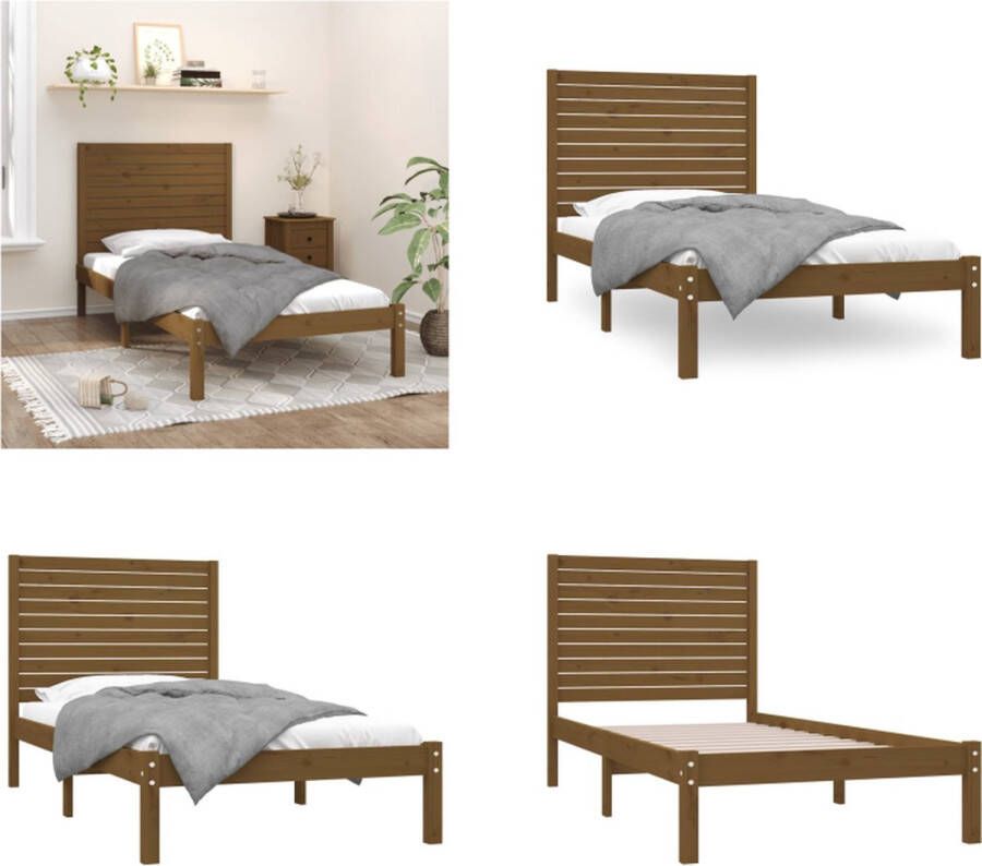 VidaXL Bedframe massief hout honingbruin 100x200 cm Bedframe Bedframes Eenpersoonsbed Bed - Foto 2