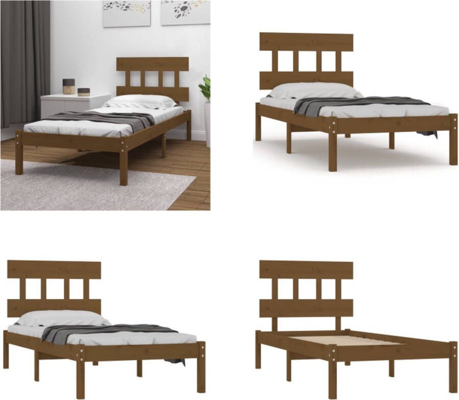 VidaXL Bedframe massief hout honingbruin 100x200 cm Bedframe Bedframes Eenpersoonsbed Bed